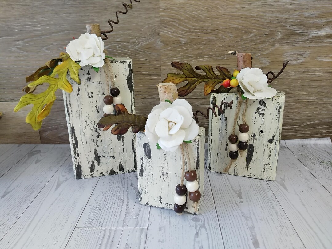 Rustic Wood Pumpkin Set: Cottagecore Fall Decor, Set of 3 - Etsy