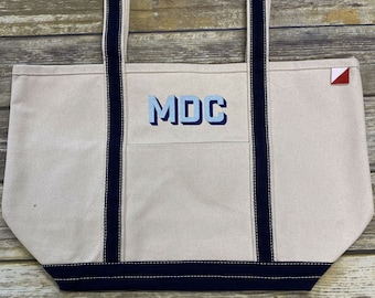 Personalized Canvas Tote Bag: Embroidered Monogram, Reinforced Handles
