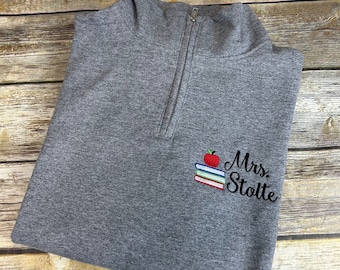Personalisiertes Lehrer Quarter Zip Pullover Sweatshirt