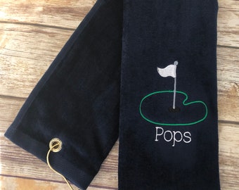 Personlig golfhandduk för poppar: Broderad bomullsfrottévelour