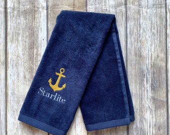 Anchor Personalized Boat Hand Towel - Nautical Hand Towel - Towels For Your Boat