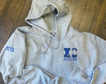 Custom Cross Country Team Hooded Sweatshirt with Runners Name on Sleeve