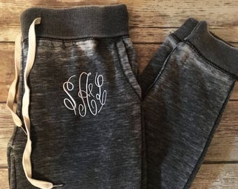 Monogrammed Women's Fleece Joggers: Personalized Pajama Sweatpants