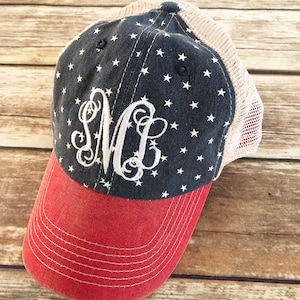 Monogrammed America Baseball Hat - Personalized America Baseball Hat - Patriotic Baseball Hat - 4th of July Baseball Hat
