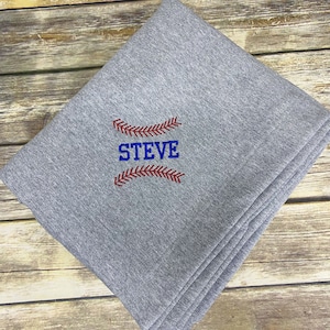 Manta personalizada para estadio de béisbol - Manta de regalo para equipo de béisbol - Regalo para jugadores de béisbol senior