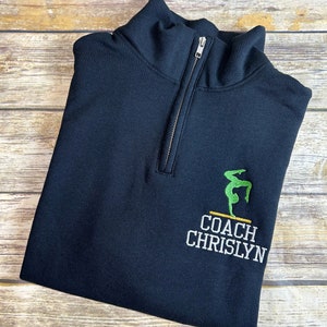 Gymnastics Coach Personalized Quarter Zip Pullover Sweatshirt