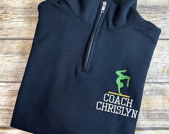 Gymnastics Coach Personalized Quarter Zip Pullover Sweatshirt