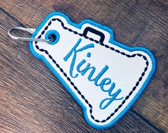 チアリーダーのメガホン刺繍入りバッグタグ/キーホルダー（名入れ可）