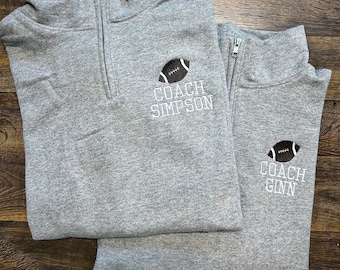 Football Coach Personalized Quarter Zip Sweatshirt