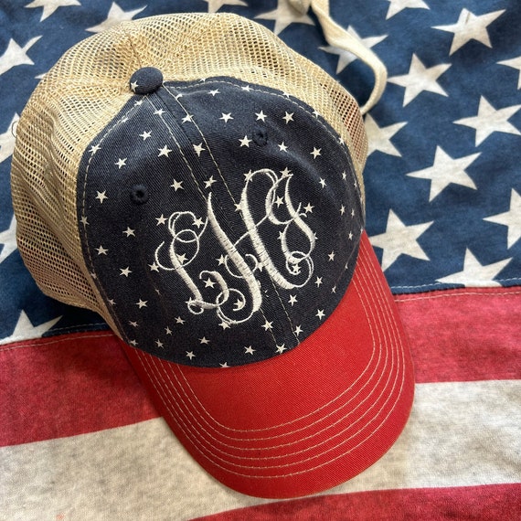 Monogrammed America Baseball Hat Personalized America Baseball Hat Patriotic Baseball Hat 4th of July Baseball Hat Etsy UK