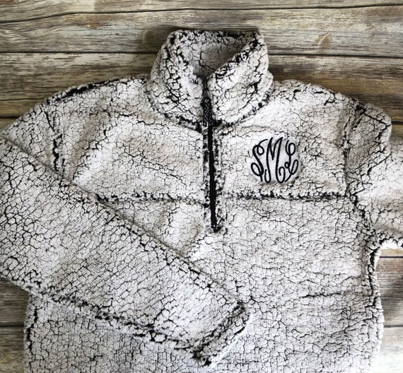 Monogrammed Quarter Zip Sherpa Pullover Personalized Quarter - Etsy