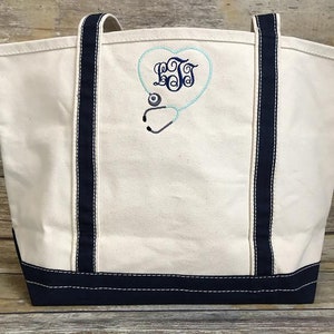 Monogrammed Nurse Tote Bag - Personalized Nurse Tote Bag - Stethoscope Tote Bag