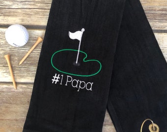 Personlig golfhandduk #1 för pappa - broderad present till morförälder