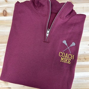 Lacrosse Coach personalisiertes Viertel-Zip-Sweatshirt