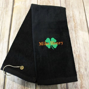 Personalized Luck of the Irish Golf Towel - Personalized Golf Towel - Shamrock Golf Towel - Irish Golf Towel