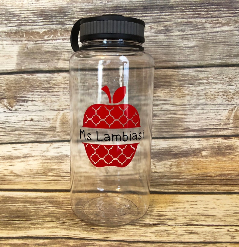 Teacher 34oz Water Bottle Personalized Teacher Water Bottle Apple Water Bottle School Water Bottle