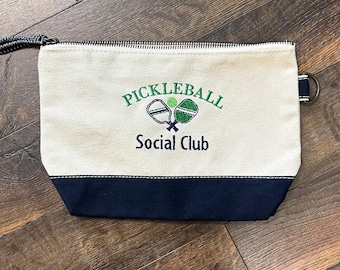 ピックルボール・ソーシャルクラブ刺繍入りキャンバスポーチ