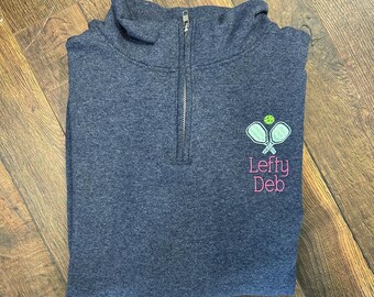 Personalized Pickleball Quarter Zip Sweatshirt: Embroidered Name Gift