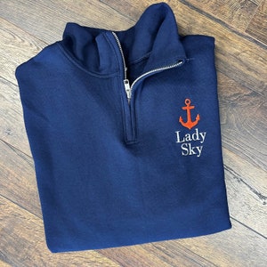 Personalized Boat Name Anchor Quarterzip Sweatshirt