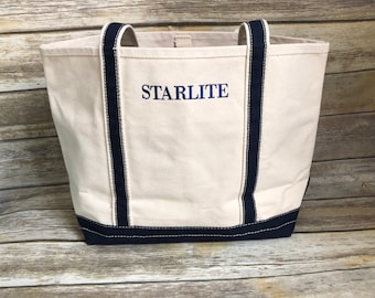 Personalized Boat Name Canvas Tote Bag