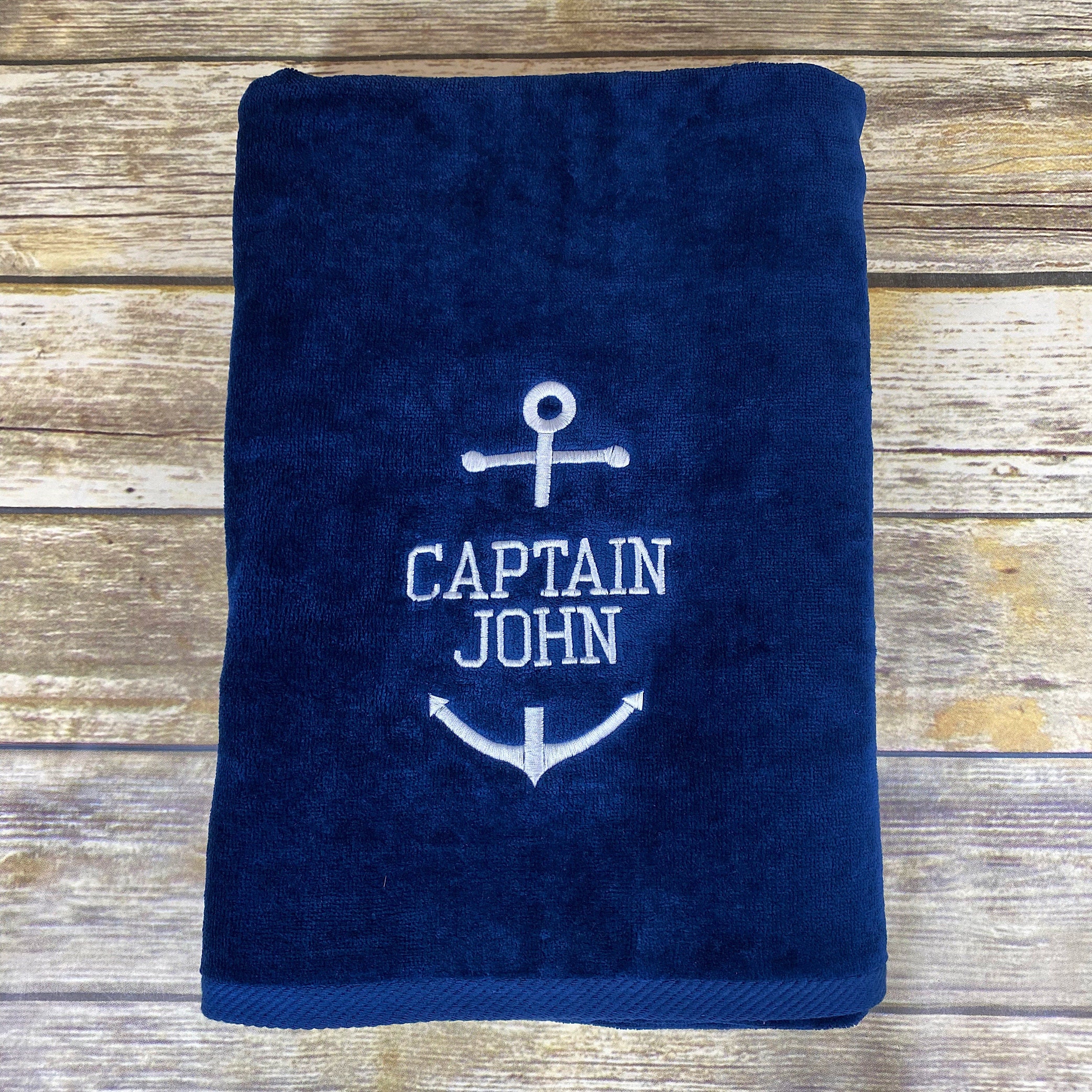 Marian Monogram Navy Dish Towel