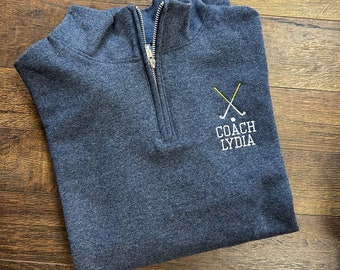 Felpa con cerniera personalizzata da allenatore di hockey su prato