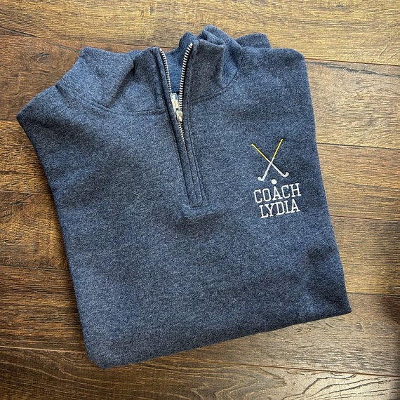 Field Hockey Coach Personalized Embroidered Quarter Zip Sweatshirt