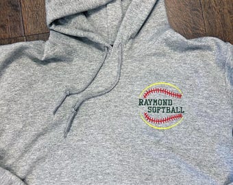 Personalized Softball Team Embroidered Hooded Sweatshirt