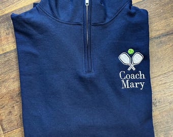 Personalized Pickleball Coach Quarter-Zip Sweatshirt: Embroidered Design