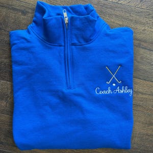 Sudadera personalizada con cremallera de un cuarto bordada para entrenador de hockey sobre césped imagen 3