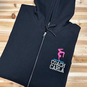 Gymnastics Coach Personalized Zip Up Hooded Sweatshirt