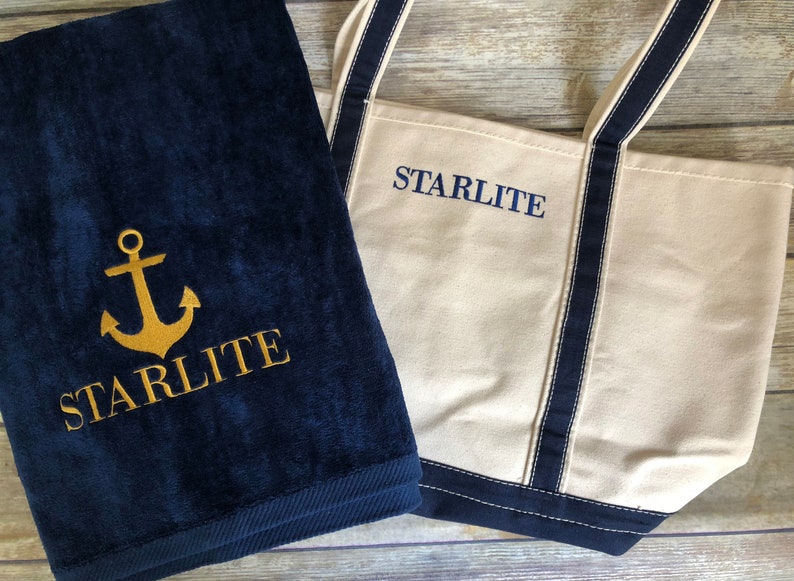 Personalized Boat Gift Set Boat Tote & Beach Towel Set Etsy