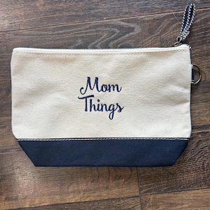 Mom Things Embroidered Canvas Pouch