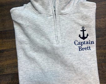 Personalized Captain Anchor Quarterzip Sweatshirt