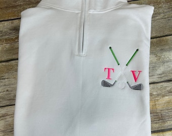 Personlig golftröja med kvarts dragkedja: Broderade initialer, golfpresent