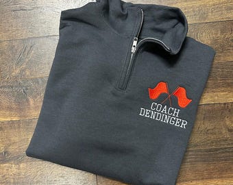 カラーガードコーチ向けパーソナライズ刺繍入りクォータージップスウェットシャツ