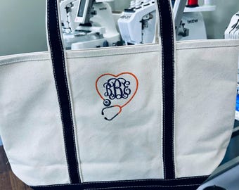 Bolsa de enfermagem com monograma – Estetoscópio bordado, presente personalizado