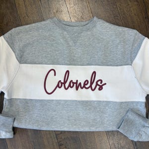 Custom Mascot Embroidered Color block Crewneck Sweatshirt