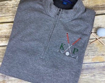 Personlig golftröja med kvarts dragkedja: Broderad golfgåva
