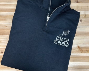 Track & Field Personalized Coach&#39;s Quarter Zip Sweatshirt