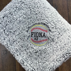 Personalized Softball Player Sherpa Blanket
