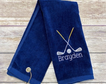 Toalla de golf personalizada: diseño bordado de palo de golf