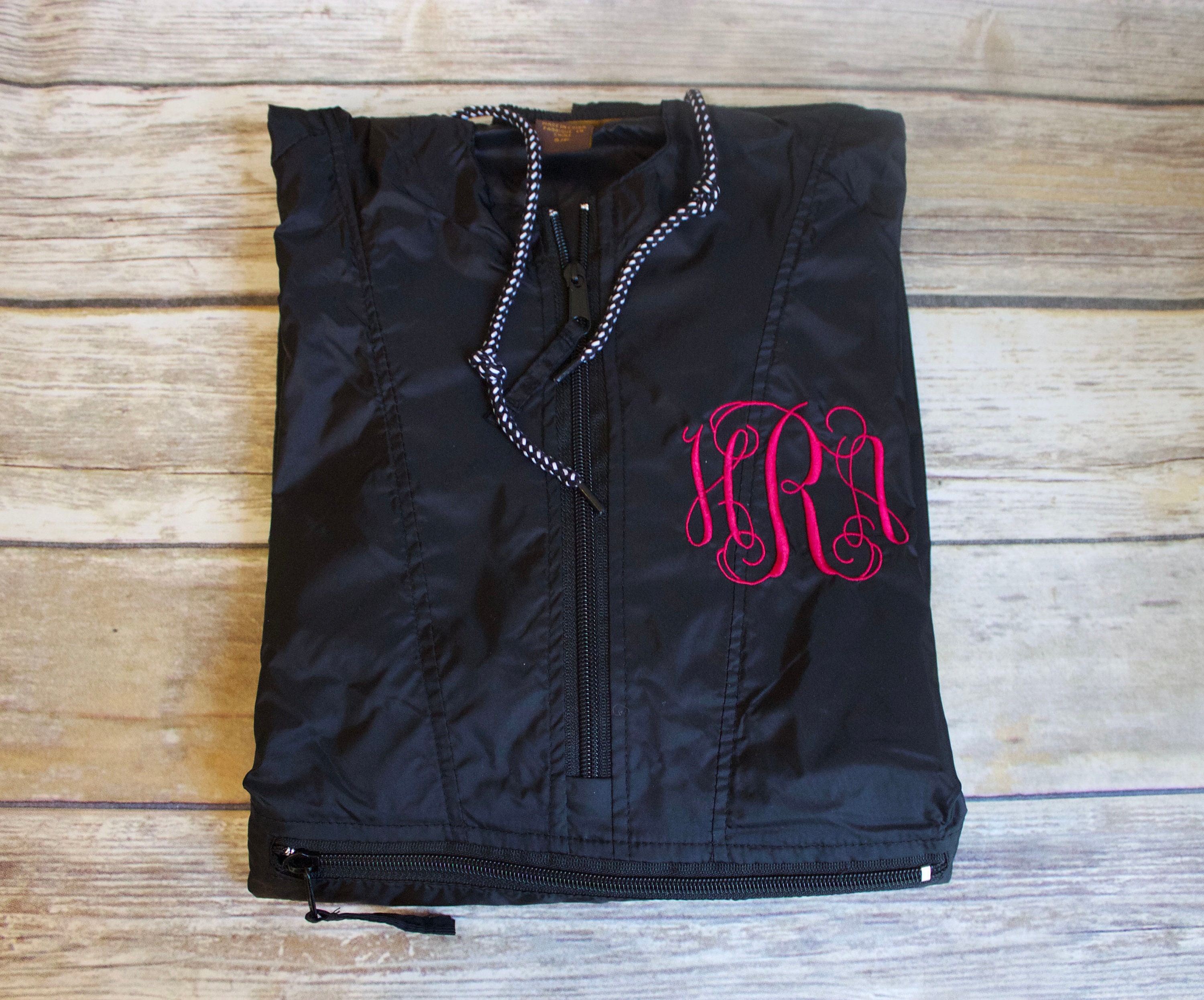 Monogrammed Pullover Packable Rain Jacket Personalized 