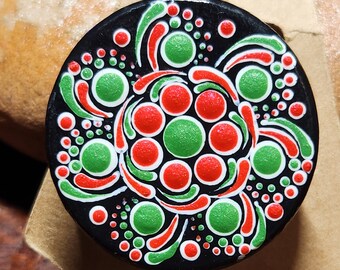 Hand Painted Textured Dot Mandala Badge Reel