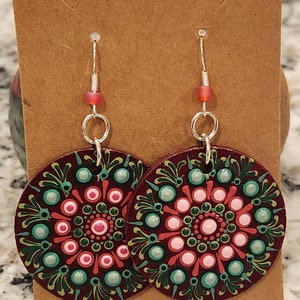 Hand Painted Dot Mandala Earrings