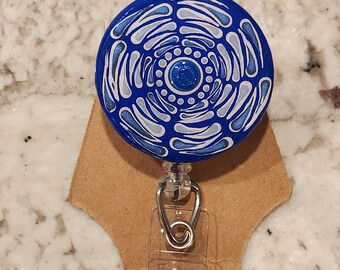 Hand Painted Dot Mandala Retractable ID/Badge Reel