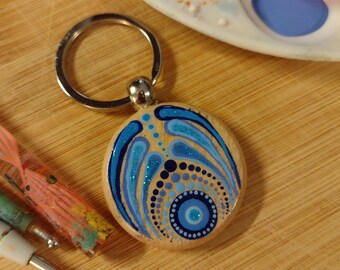 Dot Mandala Double Sided Wooden Key Chain