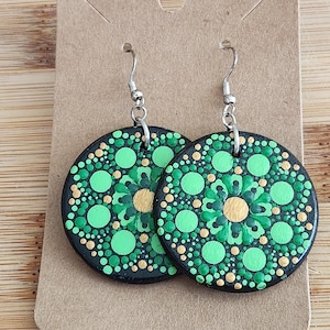 Hand Painted Dot Mandala Earrings