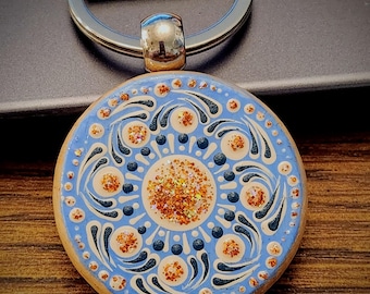 Dot Mandala Double Sided Wooden Key Chain