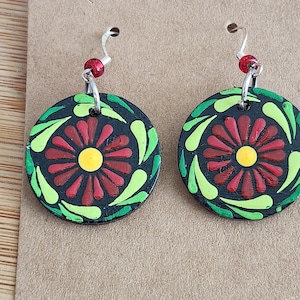 Hand Painted Mandala Earrings